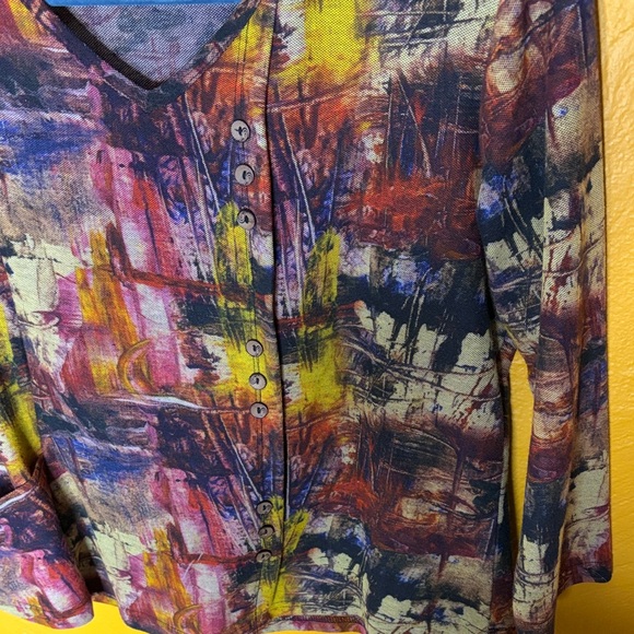 Parsley & Sage Colorful Abstract Women's Blouse/short tunic Medium Made in India - Picture 3 of 8